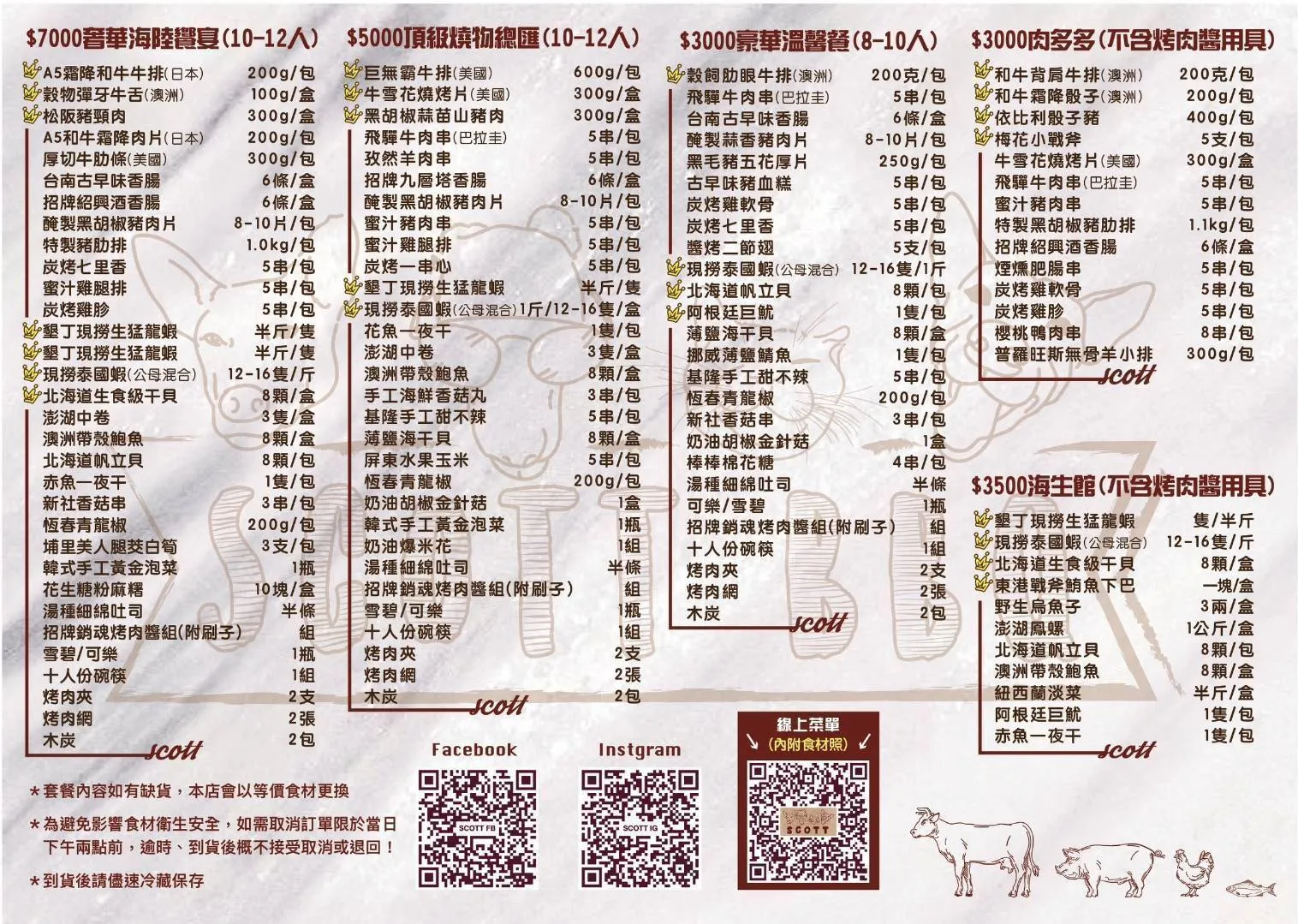 民宿烤肉食材示意